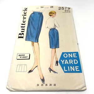 Butterick Vintage 1960's Pattern #2579 Misses Match Box Skirt‎ Waist 25 HTF